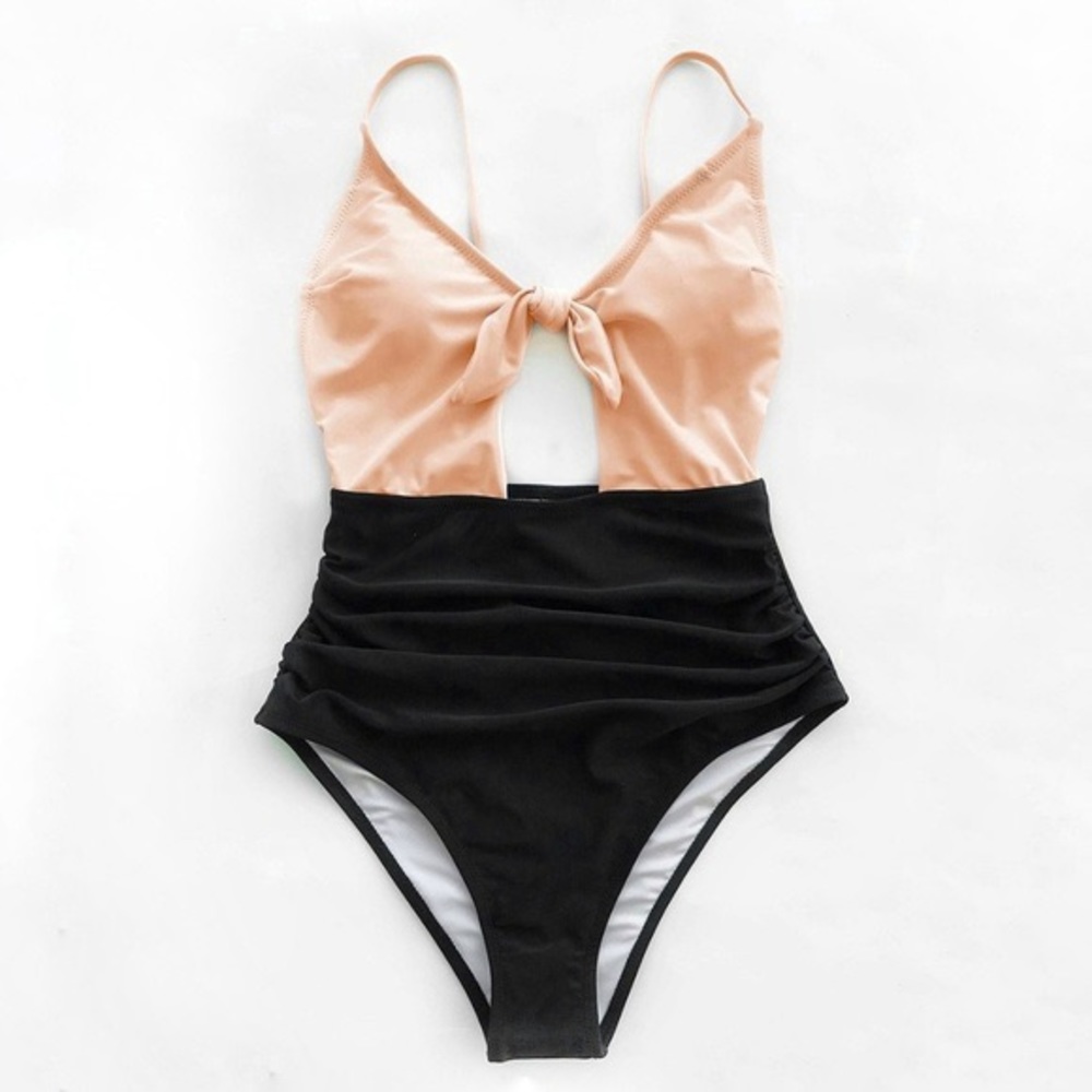 Cupshe peach and black one piece suit